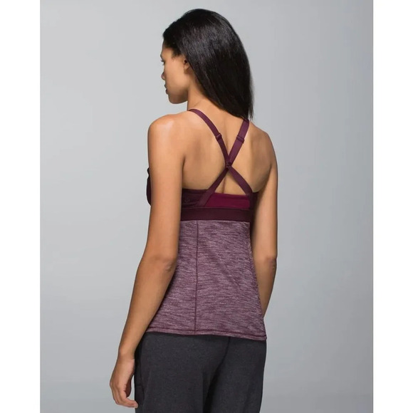 LULULEMON Breathe In Tank Heathered Bordeaux Drama / Rust Berry Size 6 - Picture 3 of 11
